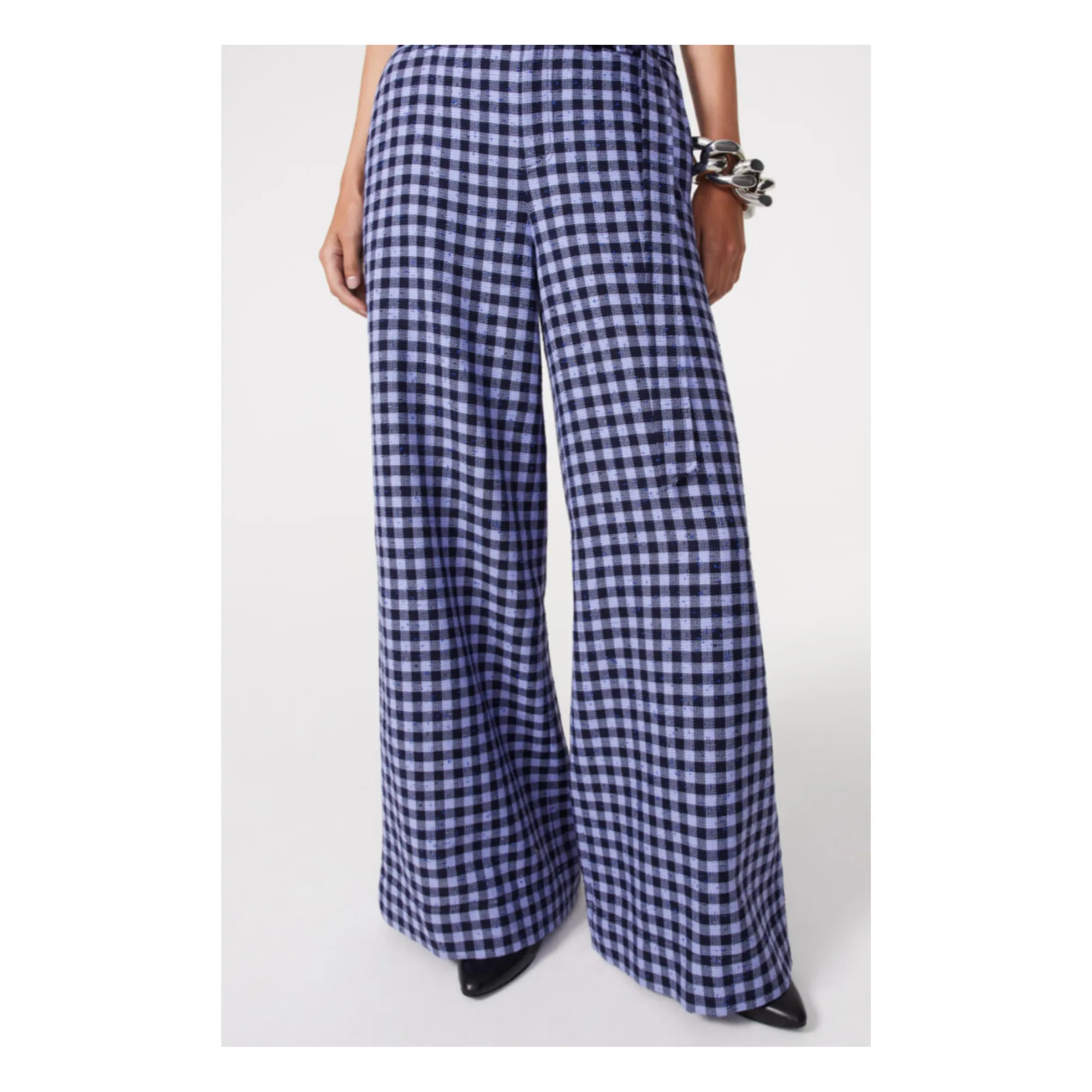 Rodebjer Blue Ada Checked Woollen Trousers