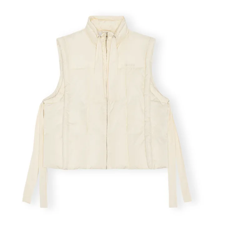 Ganni Shiny Oversized Sleeveless Puffer Jacket Cream Smallable