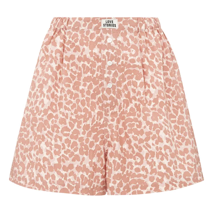 Alfie Leopard Pyjama Shorts aus Bio-Baumwolle | Blassrosa- Produktbild Nr. 0