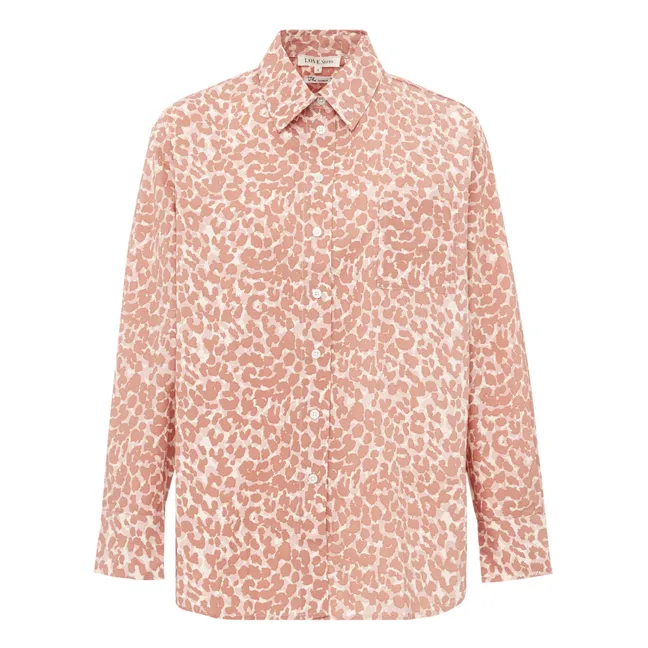 Camiseta de pijama de algodón orgánico con leopardo Sylvester | Rosa Palo