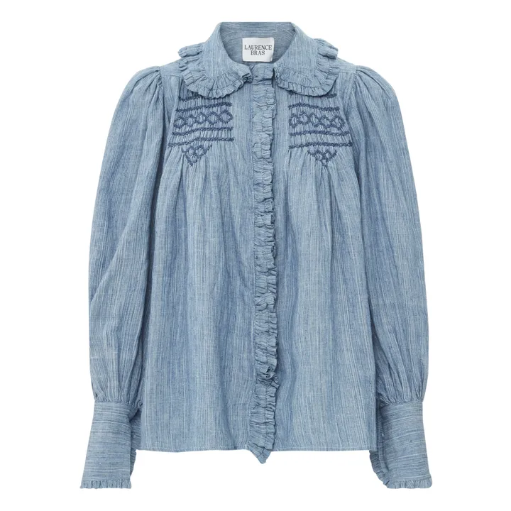 New Champa Chambray Blouse | Blue- Product image n°0