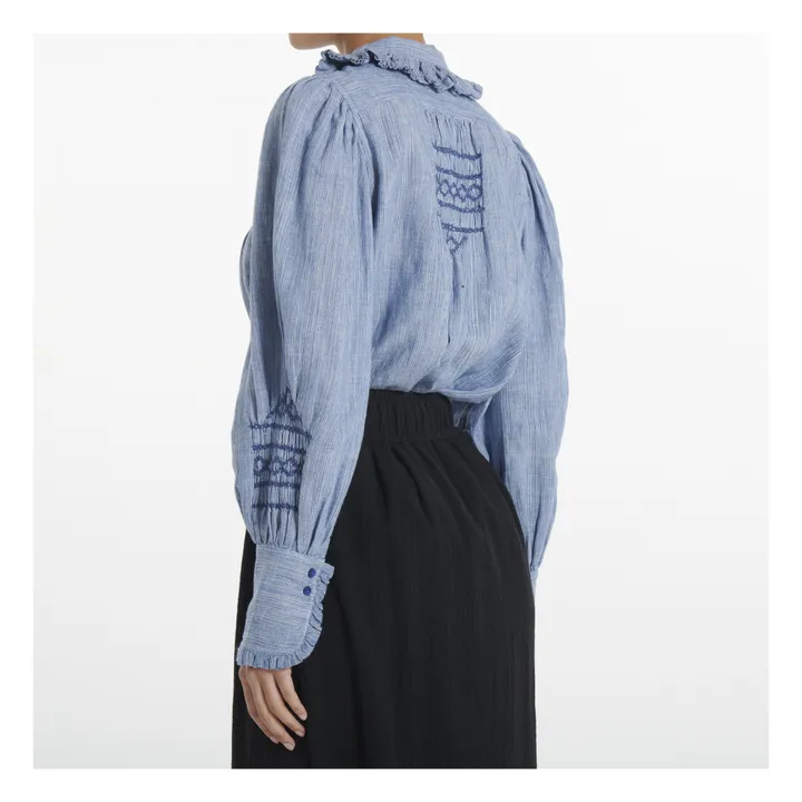 New Champa Chambray Blouse | Blue- Product image n°3