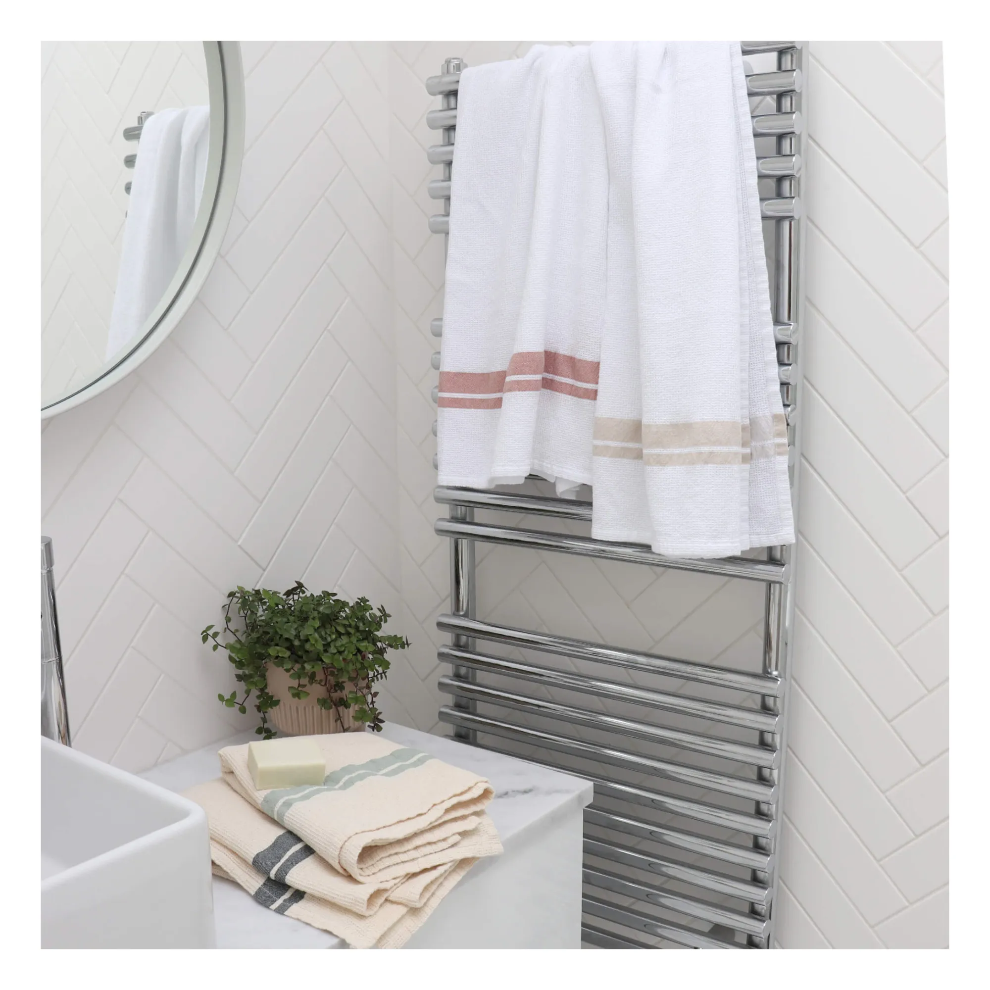 Serviette de bain waffle en coton | Terracotta- Image produit n°1