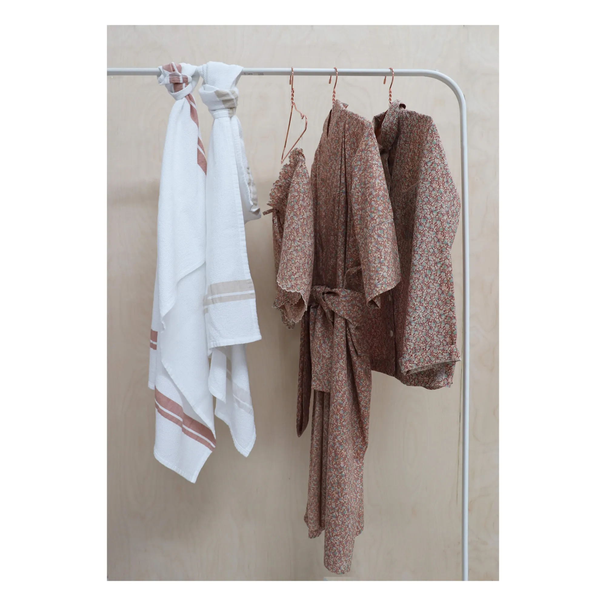 Serviette de bain waffle en coton | Terracotta- Image produit n°2