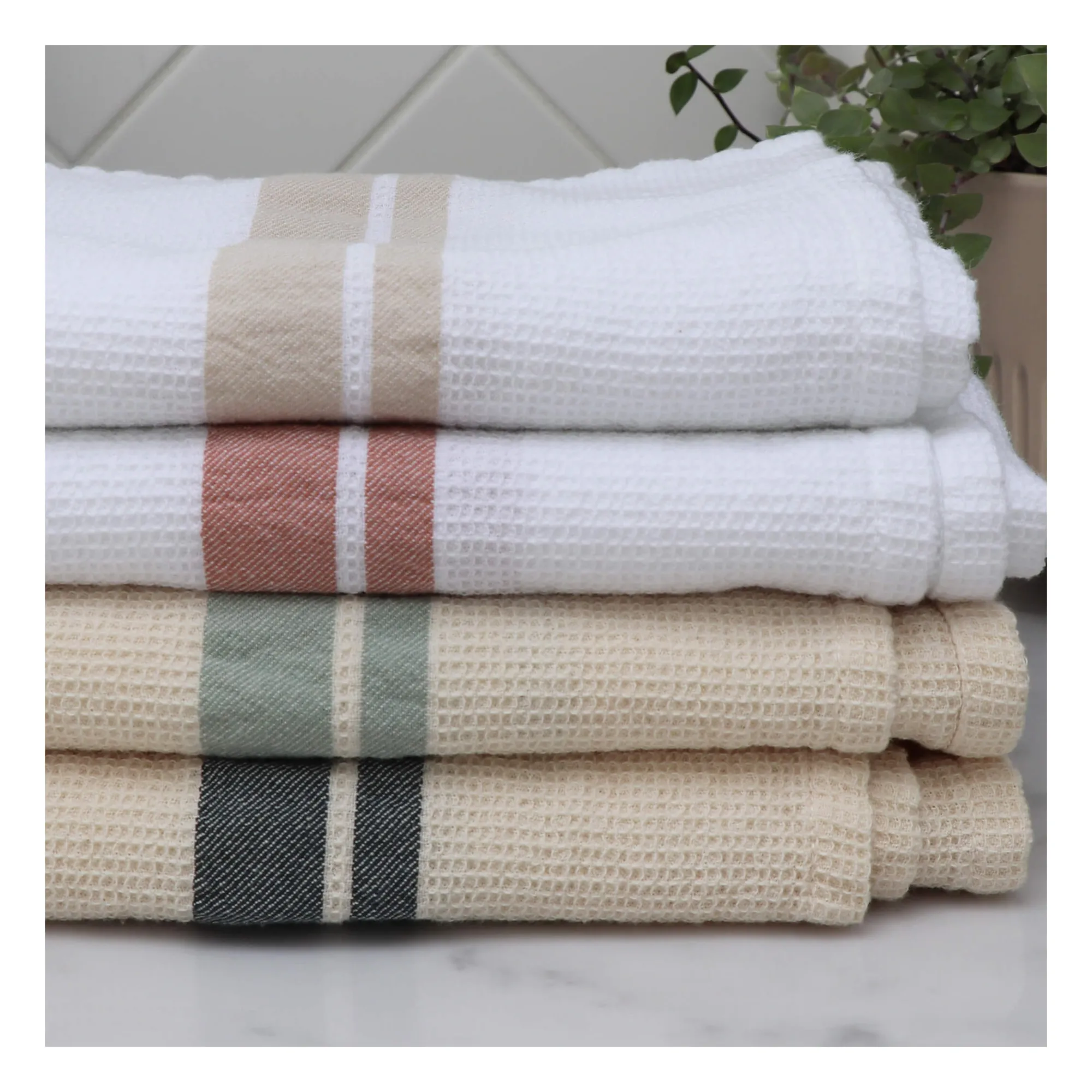 Serviette de bain waffle en coton | Terracotta- Image produit n°5