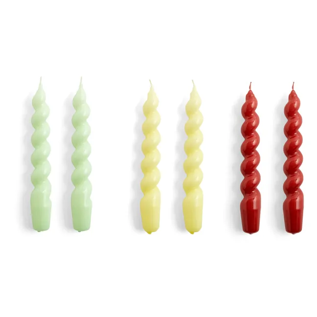 Bougies Spiral - Set de 6 | Jaune vert