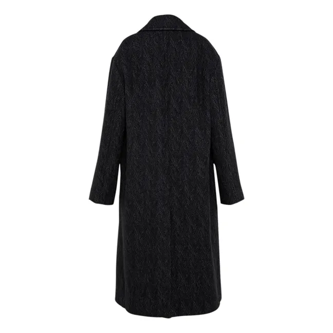 Mantel Oversize Wolle Chevrons | Kohlegrau