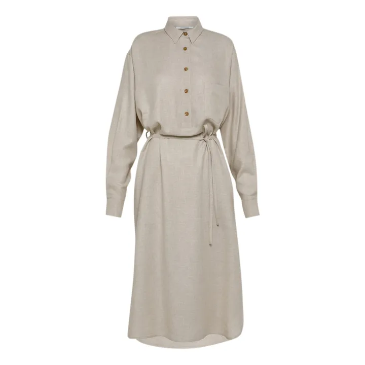 Robe Chemise Etamine Laine | Ecru- Image produit n°0
