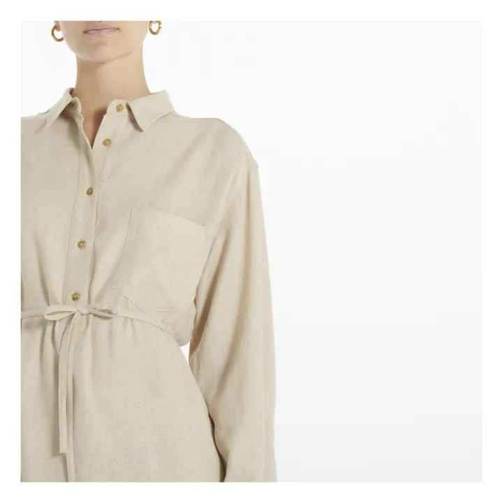 Robe Chemise Etamine Laine | Ecru- Image produit n°3