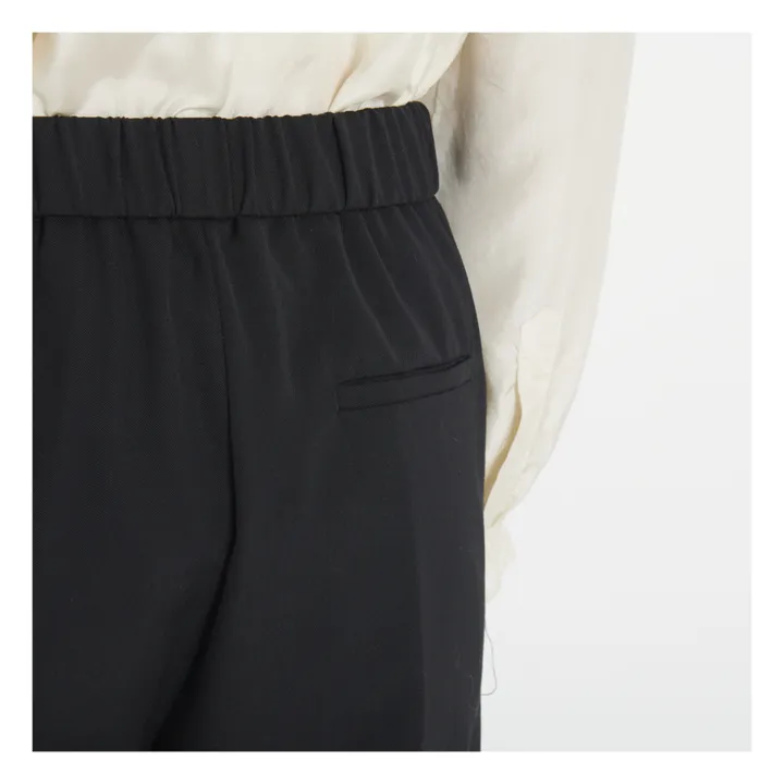 Elastische Hose aus fließender Wolle | Schwarz- Produktbild Nr. 3