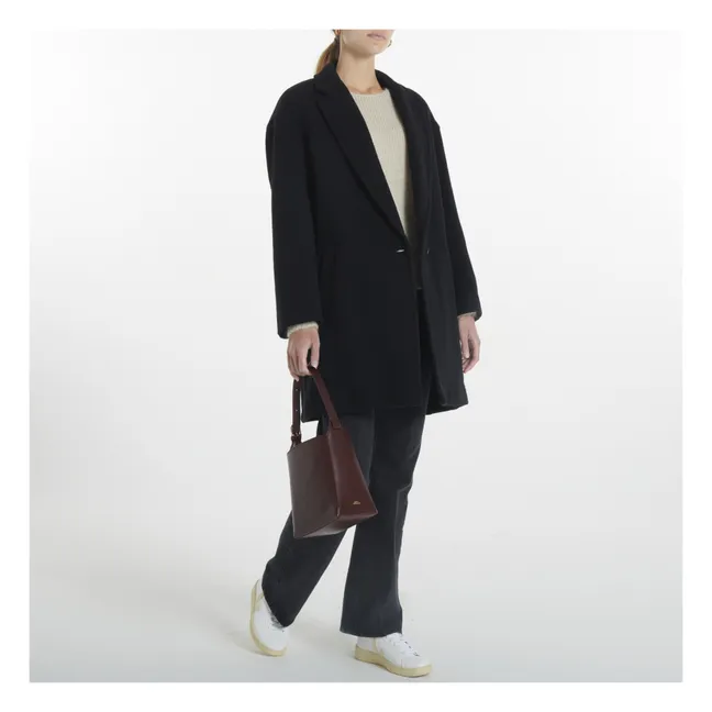 Abrigo Oversize de lana texturizada | Negro