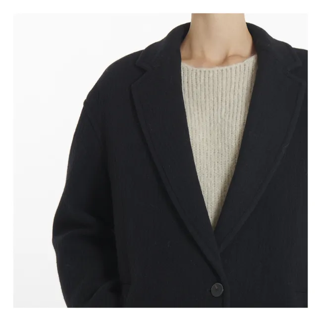 Cappotto Oversize in lana con texture | Nero