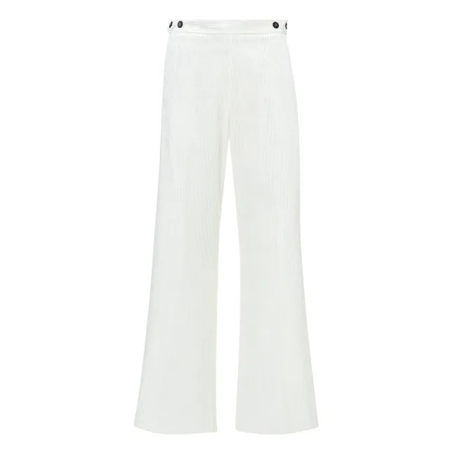 Flared Corduroy Trousers  | White