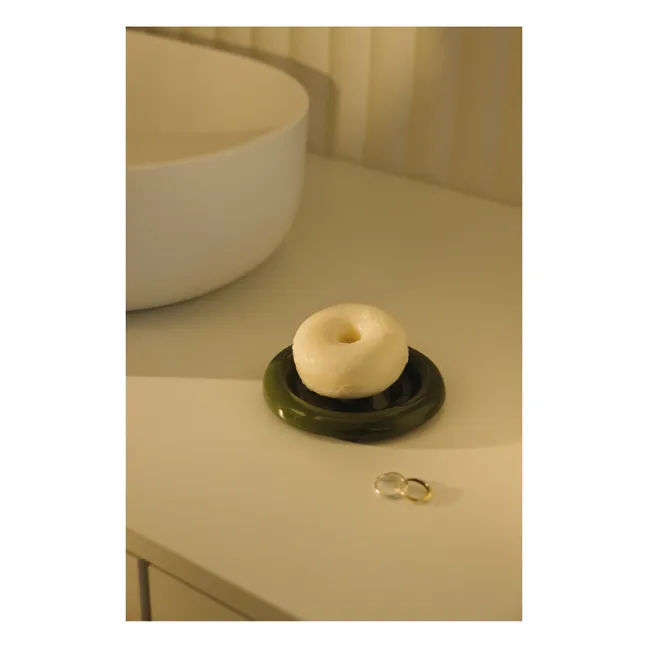 Porte-savon en porcelaine Halo | Vert foncé