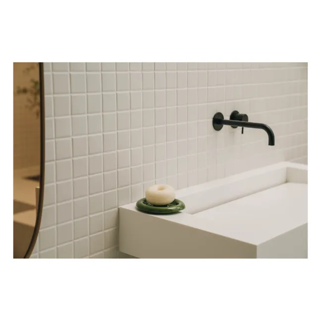 Porte-savon en porcelaine Halo | Vert foncé