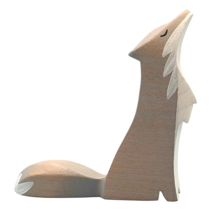 Figurita de madera Lobo aullando- Imagen del producto n°0