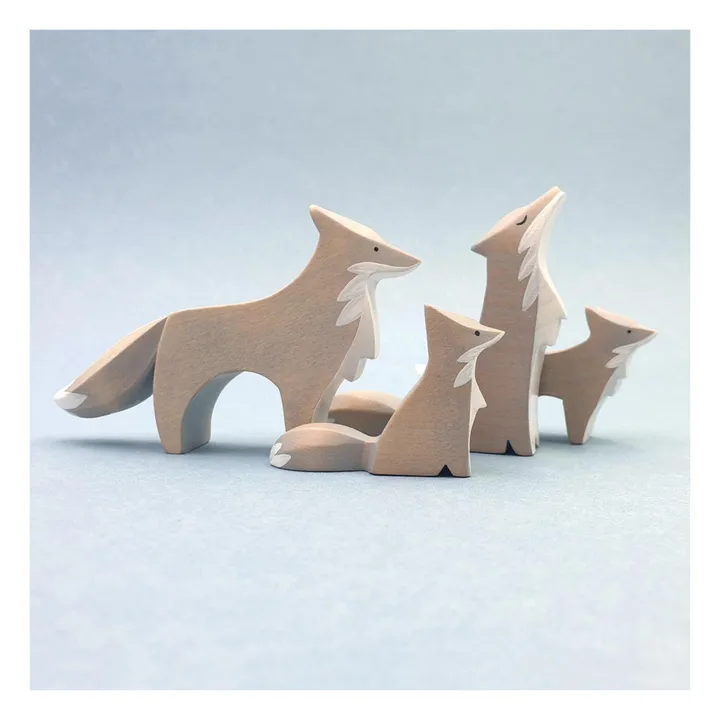 Standing Wolf Cub Wooden Figurine- Product image n°1