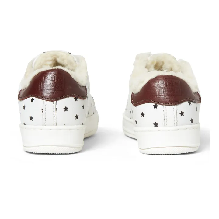 Velcro Lined Sneakers with Stars | Ecru- Product image n°2