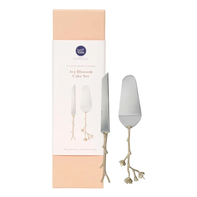 Ava Blossom Dessert Cutlery - Set of 2 | Gold