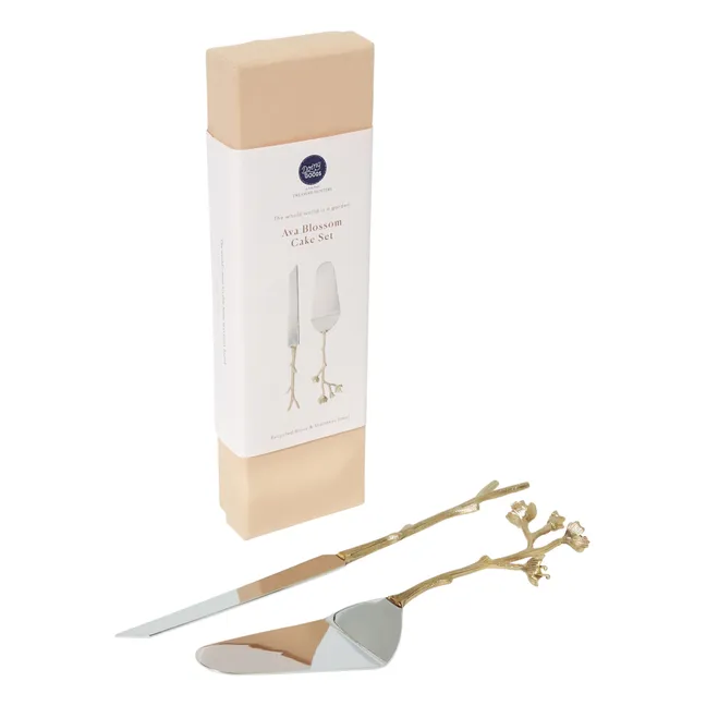 Ava Blossom Dessert Cutlery - Set of 2 | Gold