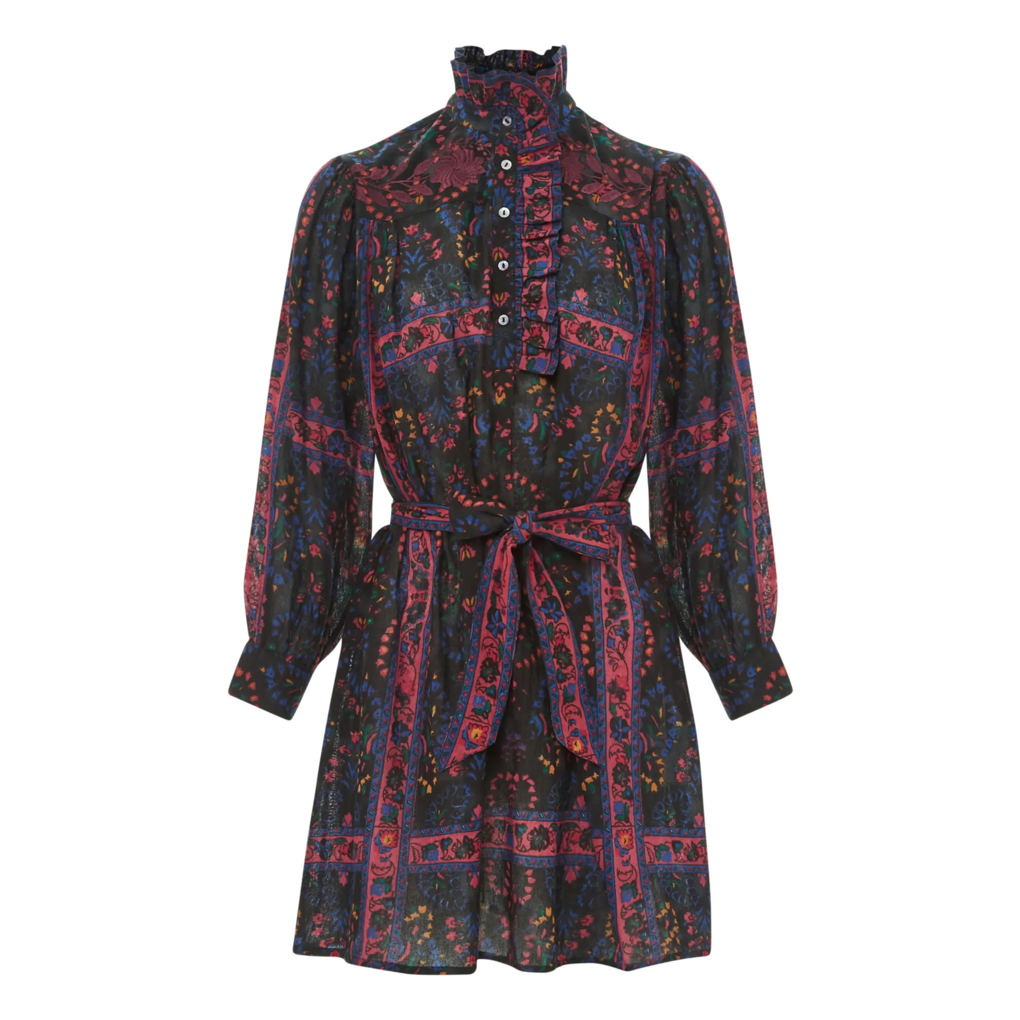 Antik Batik Black Tamir Embroidered Cotton Crepe Dress
