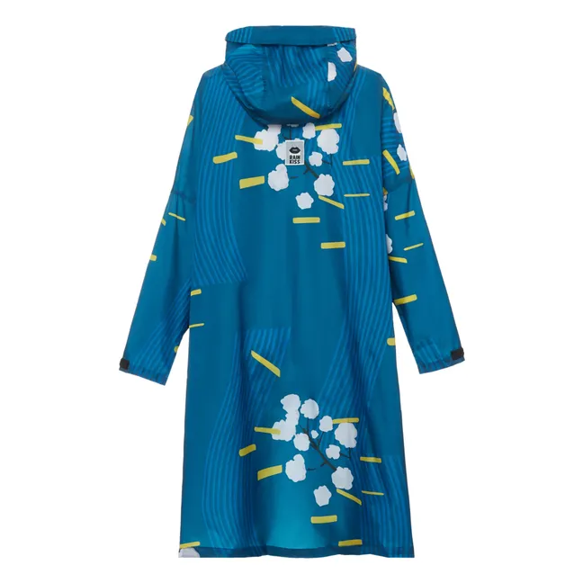 Japanese Blossom Waterproof Cape | Blue