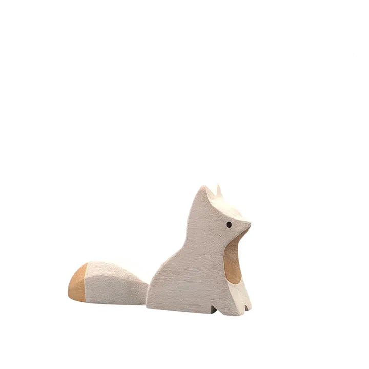 Holzfigur sitzender Polarfuchs- Produktbild Nr. 0