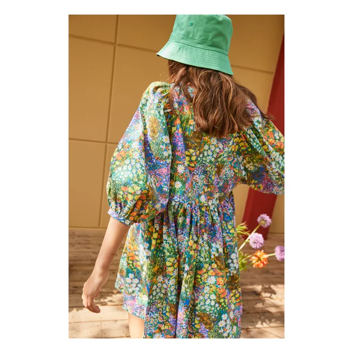 Caio Floral Organic Cotton Dress | Green- Product image n°2