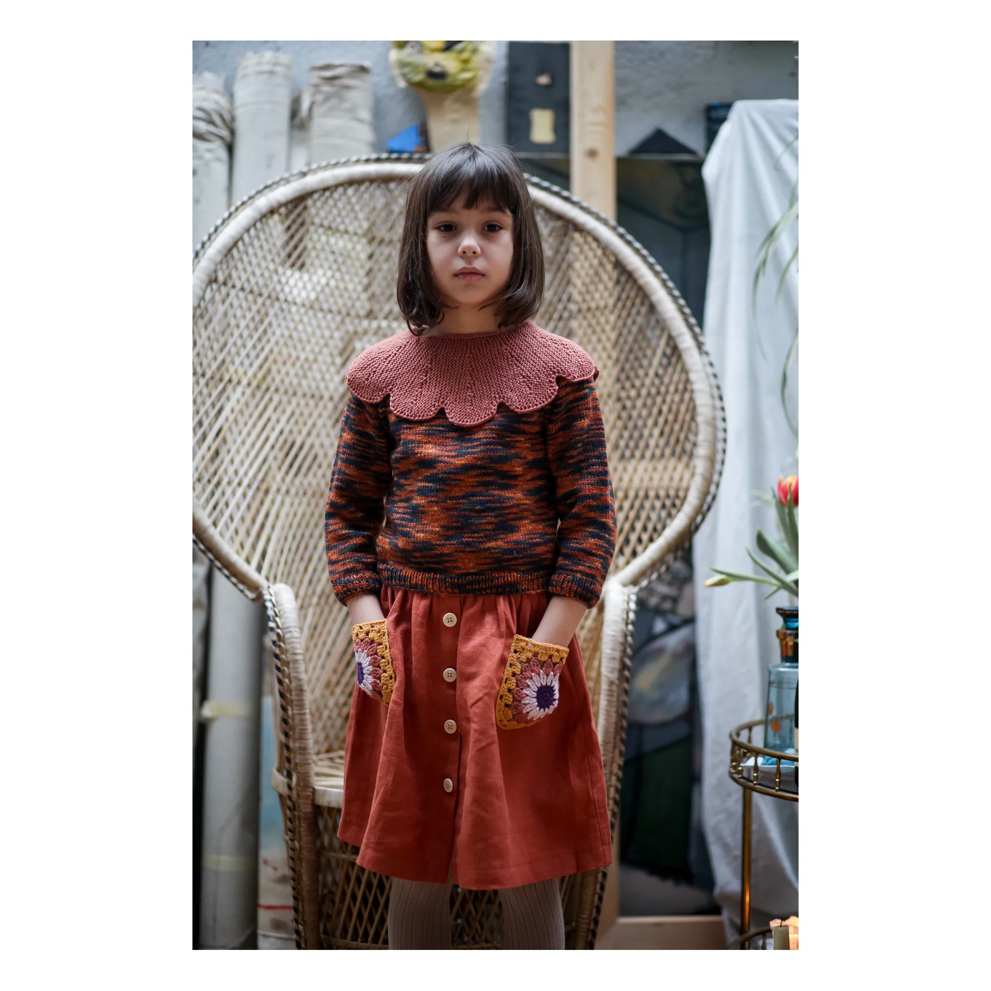 Kalinka - Daisy Merino Wool Jumper - Rust | Smallable