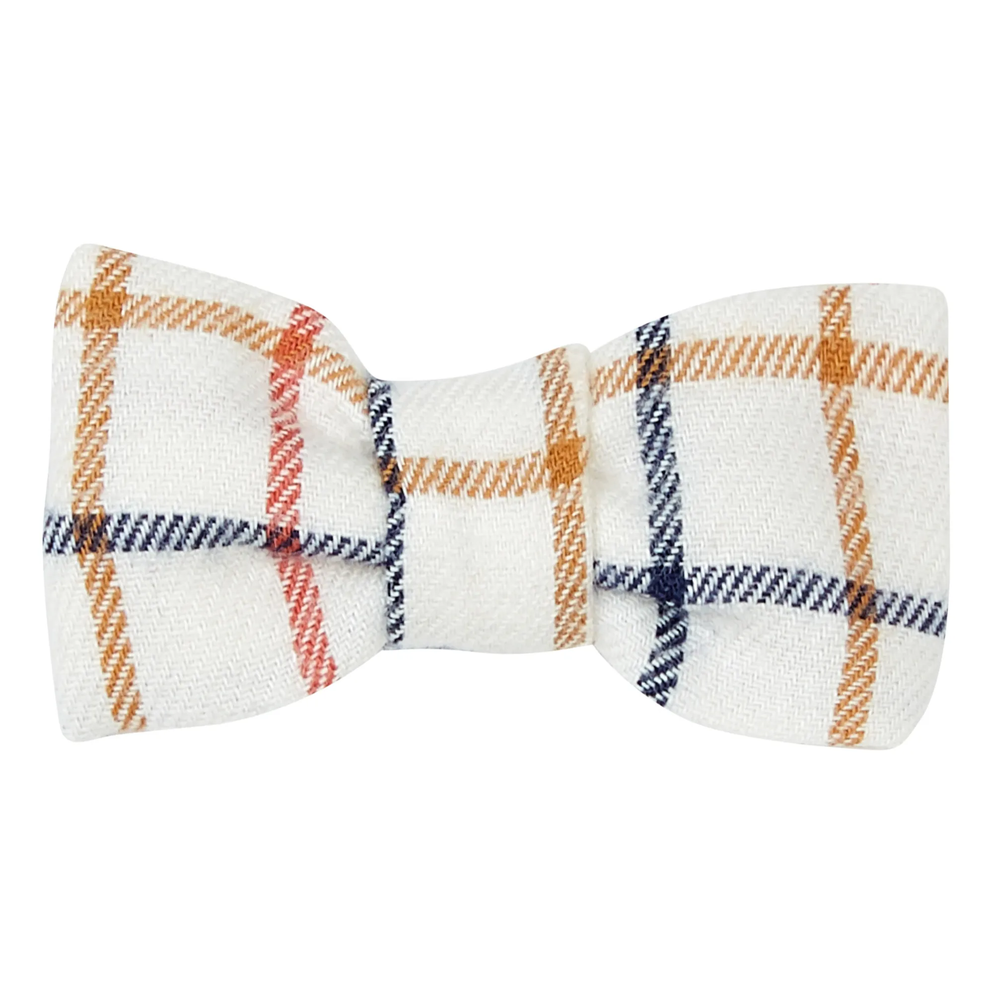 La Petite Collection Ecru Checked Bow Hair Clip