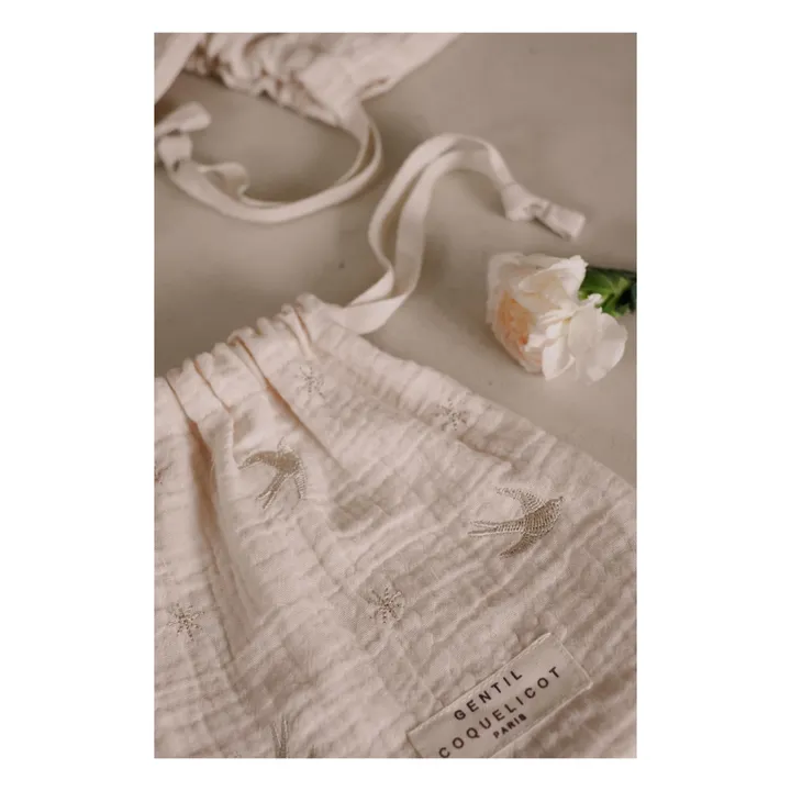 Chaussons en tricot et pochon brodé | Gris perle- Image produit n°3