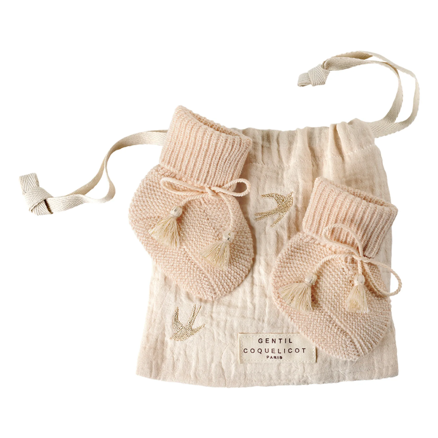 Gentil Coquelicot - Chaussons en tricot et pochon brodé (Gentil Coquelicot) - Image 1
