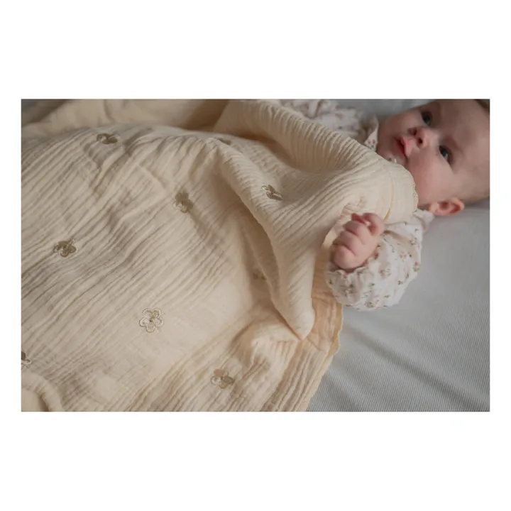 Embroidered Flower Cotton Muslin Quilted Blanket- Product image n°5