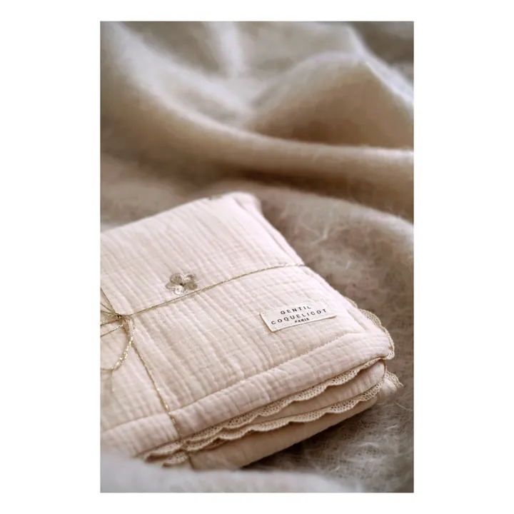 Embroidered Flower Cotton Muslin Quilted Blanket- Product image n°3
