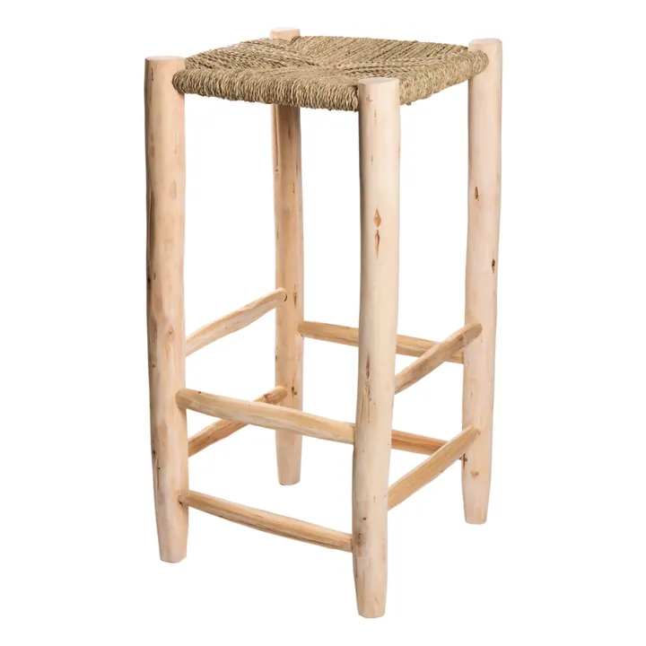 Cosydar Sgabello da bar in legno grezzo e palma Smallable