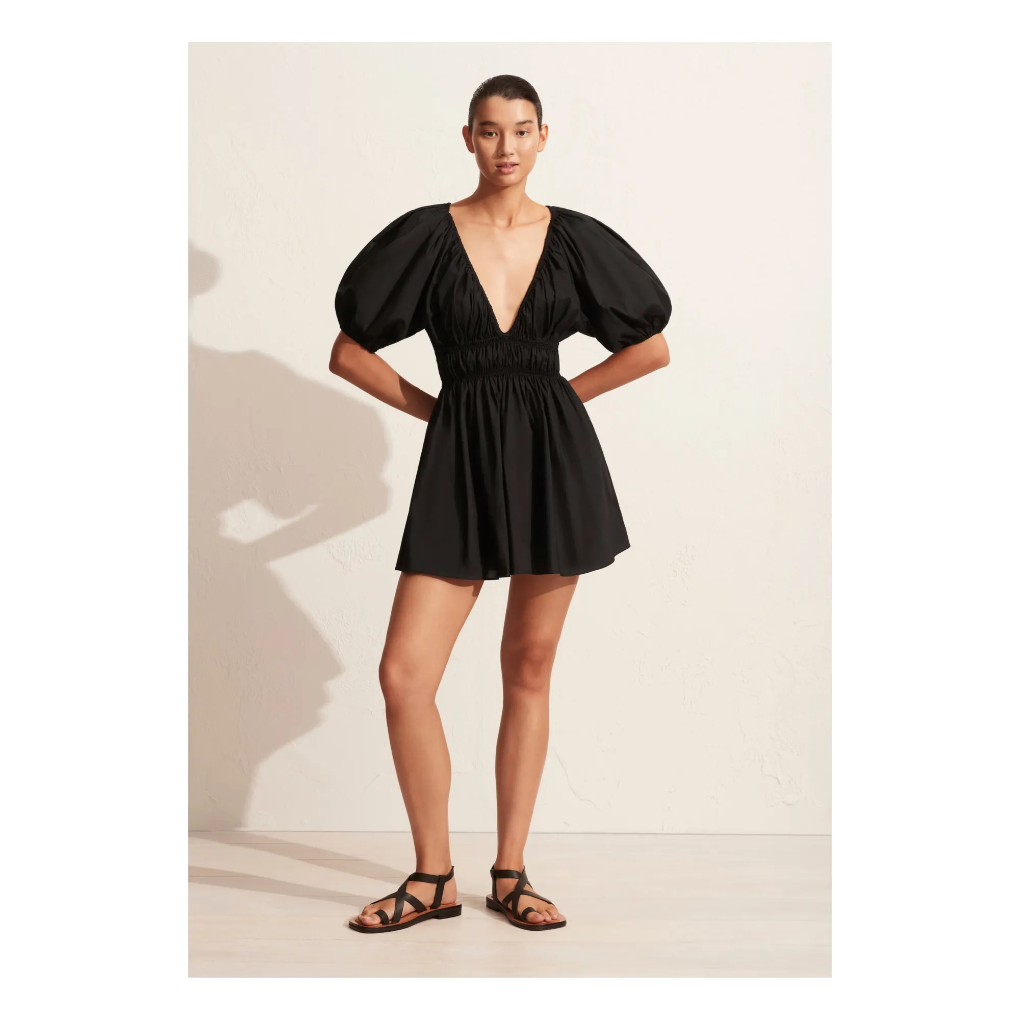 Matteau Black Shired Plunge Mini Dress