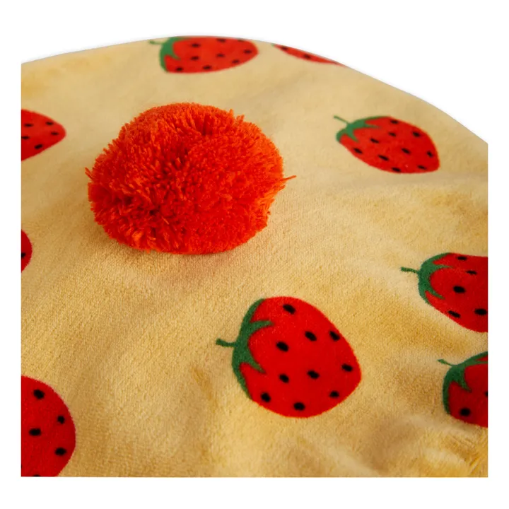 Organic Cotton Velour Strawberry Beret | Ochre- Product image n°1