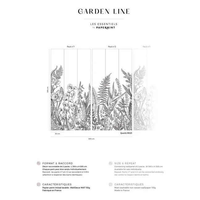 Carta da parati Garden Line Pack 2 - 3 strisce | Nero