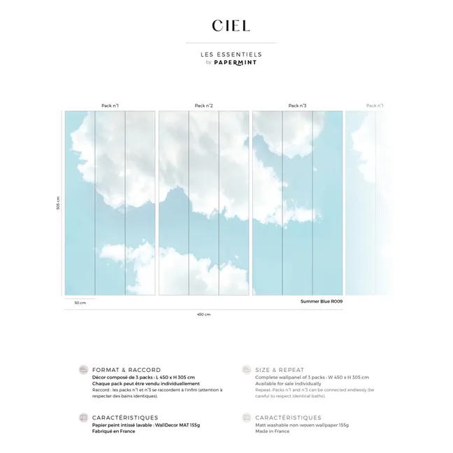 Sky Wallpaper Pack 3 - Set of 3 Panels | Blue