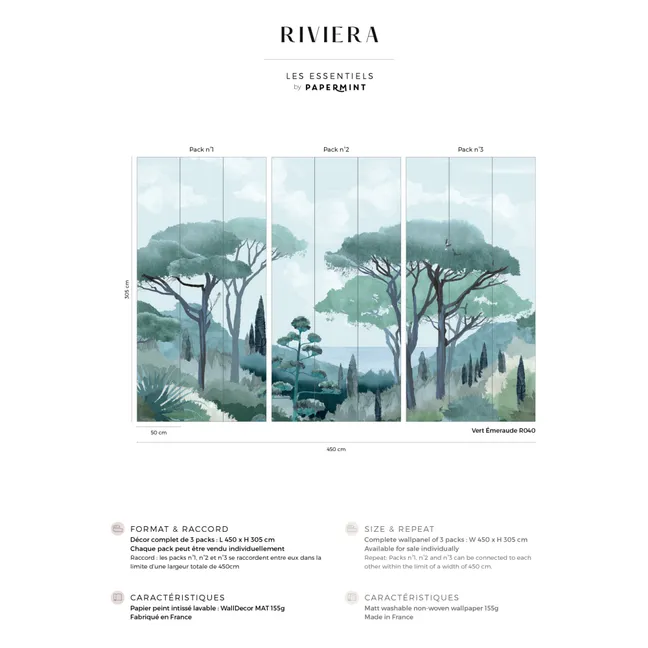 Carta da parati Riviera Pack 3 - 3 strisce | Verde