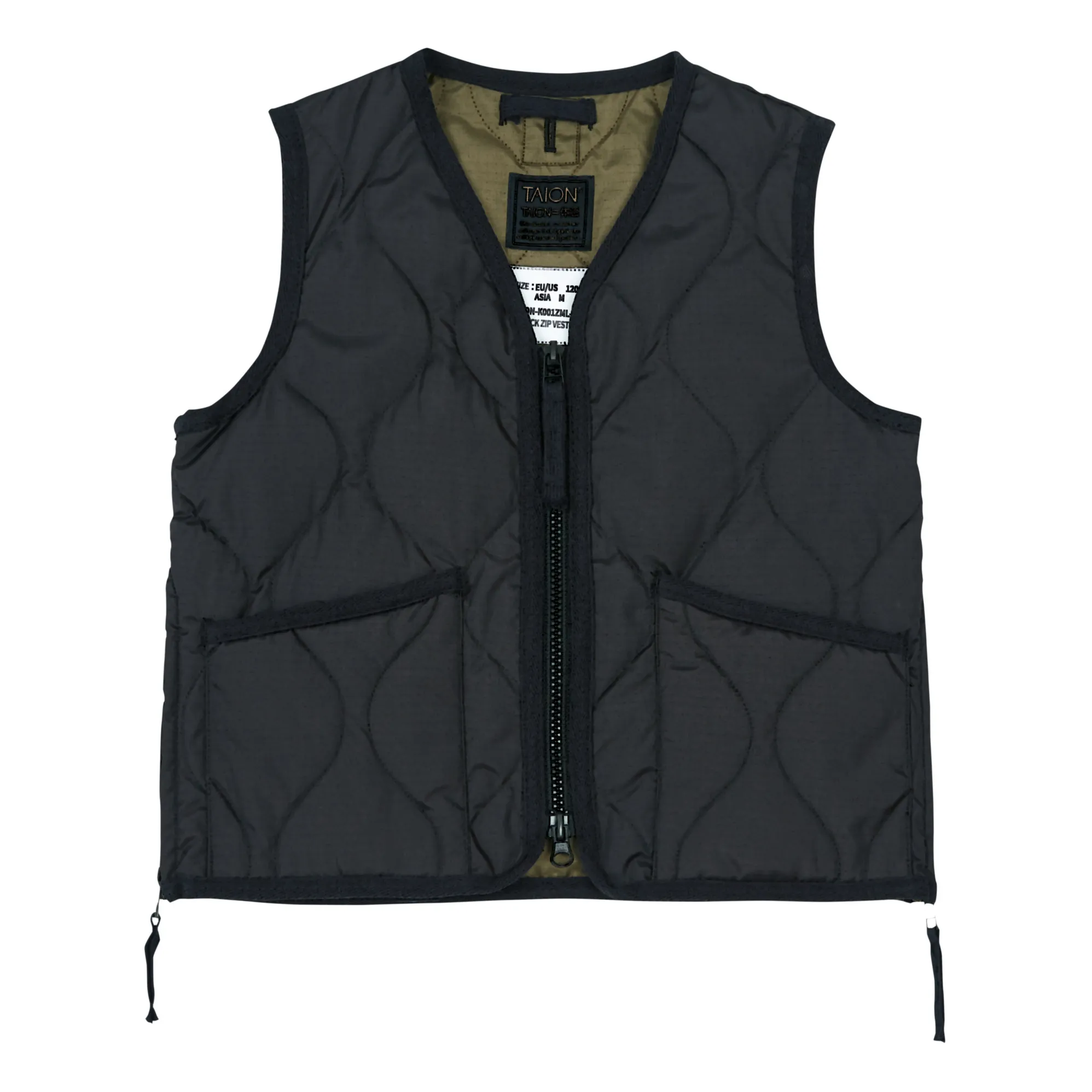 Taion Black Military Quilted Vest
