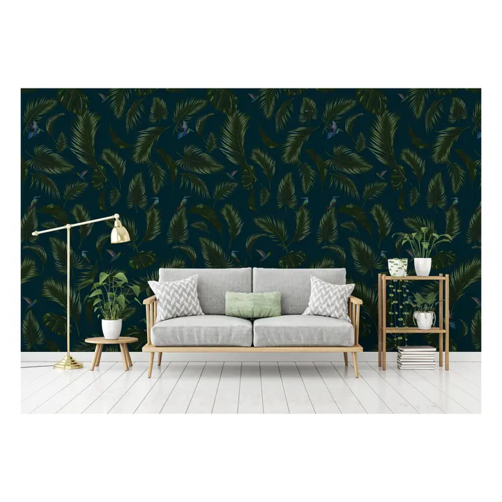 Traditional Jungle Wallpaper | Petrol blue- Product image n°0