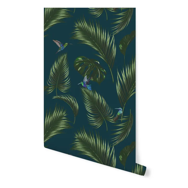 Traditional Jungle Wallpaper | Petrol blue- Product image n°1