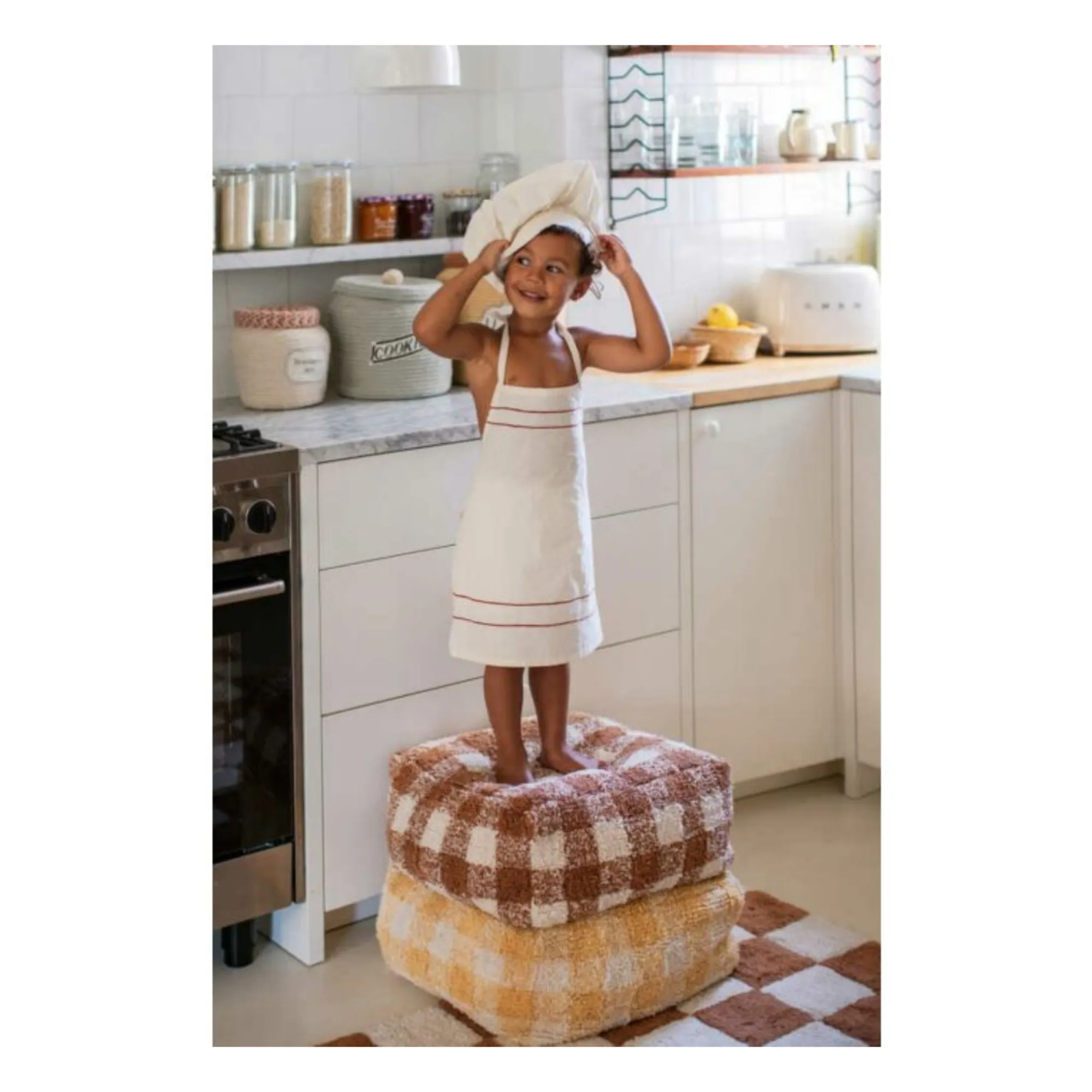 Gingham Pouffe | Toffee- Product image n°1