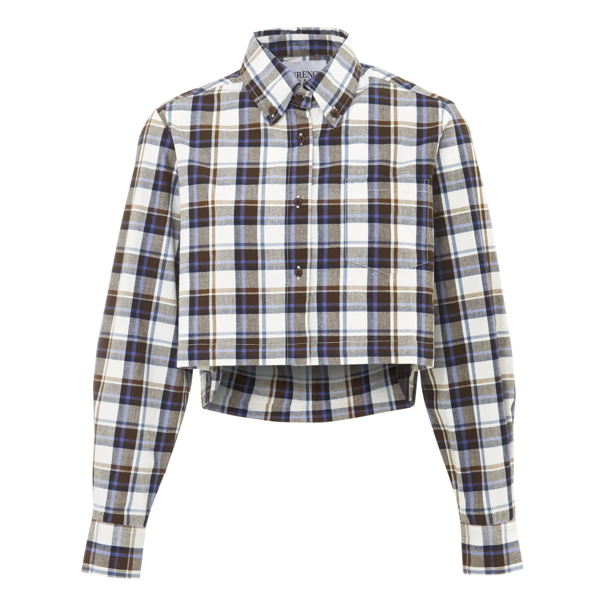 Laurence Bras Ecru Marta Checked Cropped Shirt