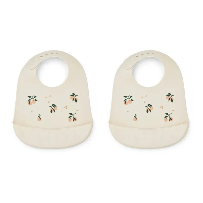 Bavoir Tilda en silicone - Set de 2 | Rose pêche