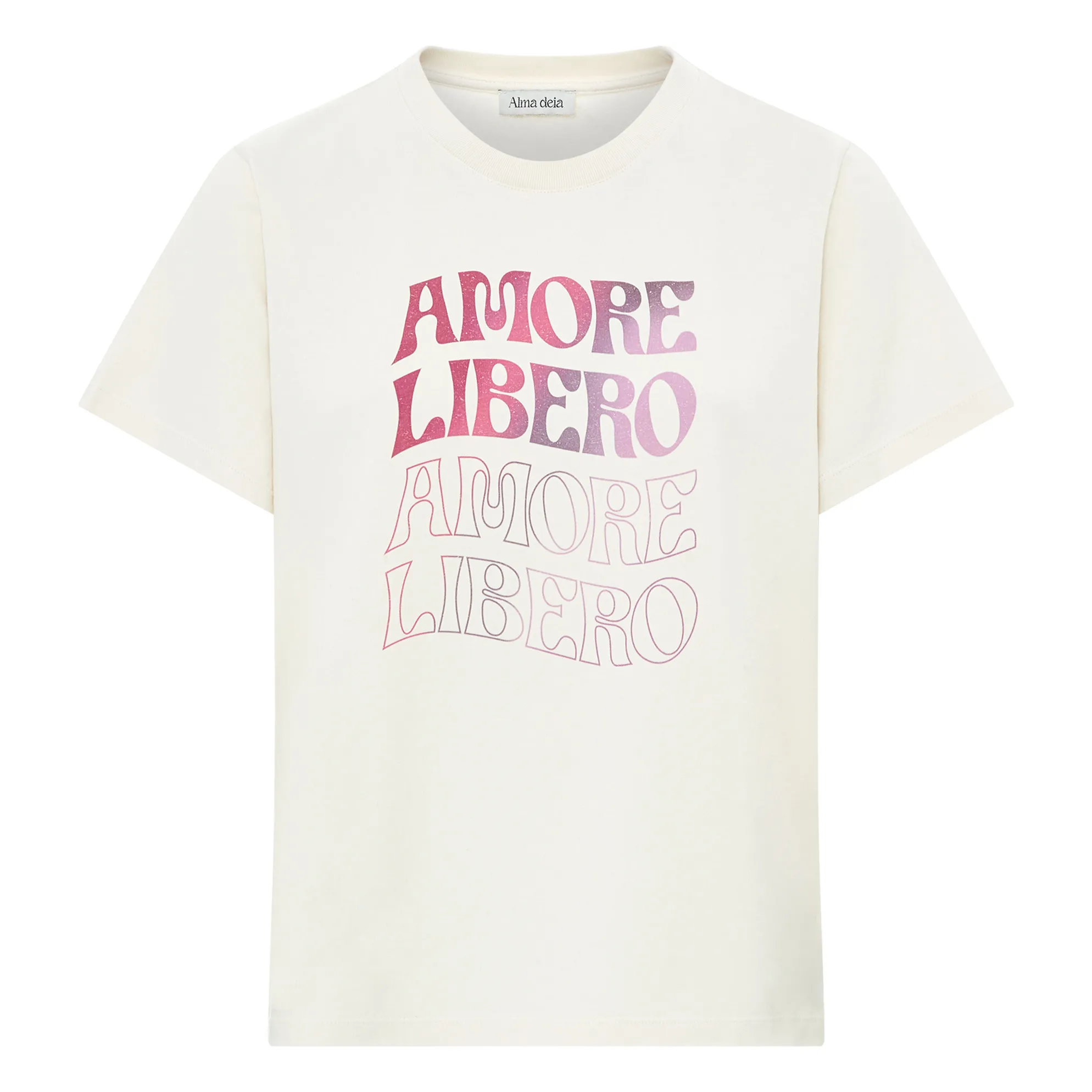 Alma Deia Off White Amore Libero Organic Cotton Print T-Shirt