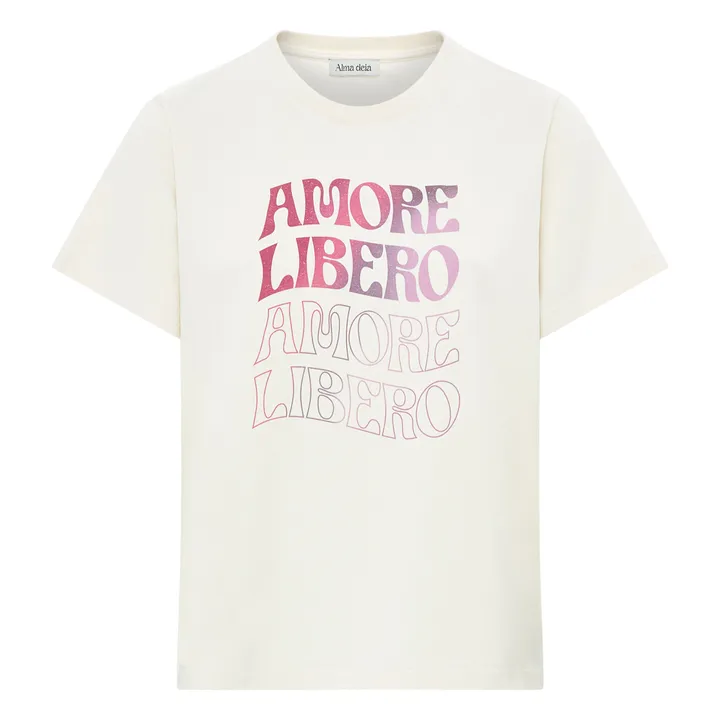 Camiseta estampada de algodón orgánico Amore Libero | Blanco Roto- Imagen del producto n°0