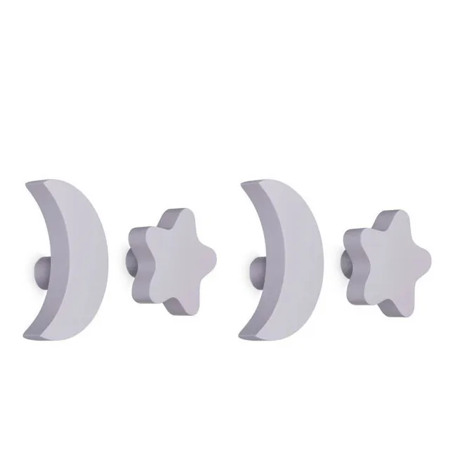 Colgadores de Estrellas y Lunas - Set de 4 | Lila