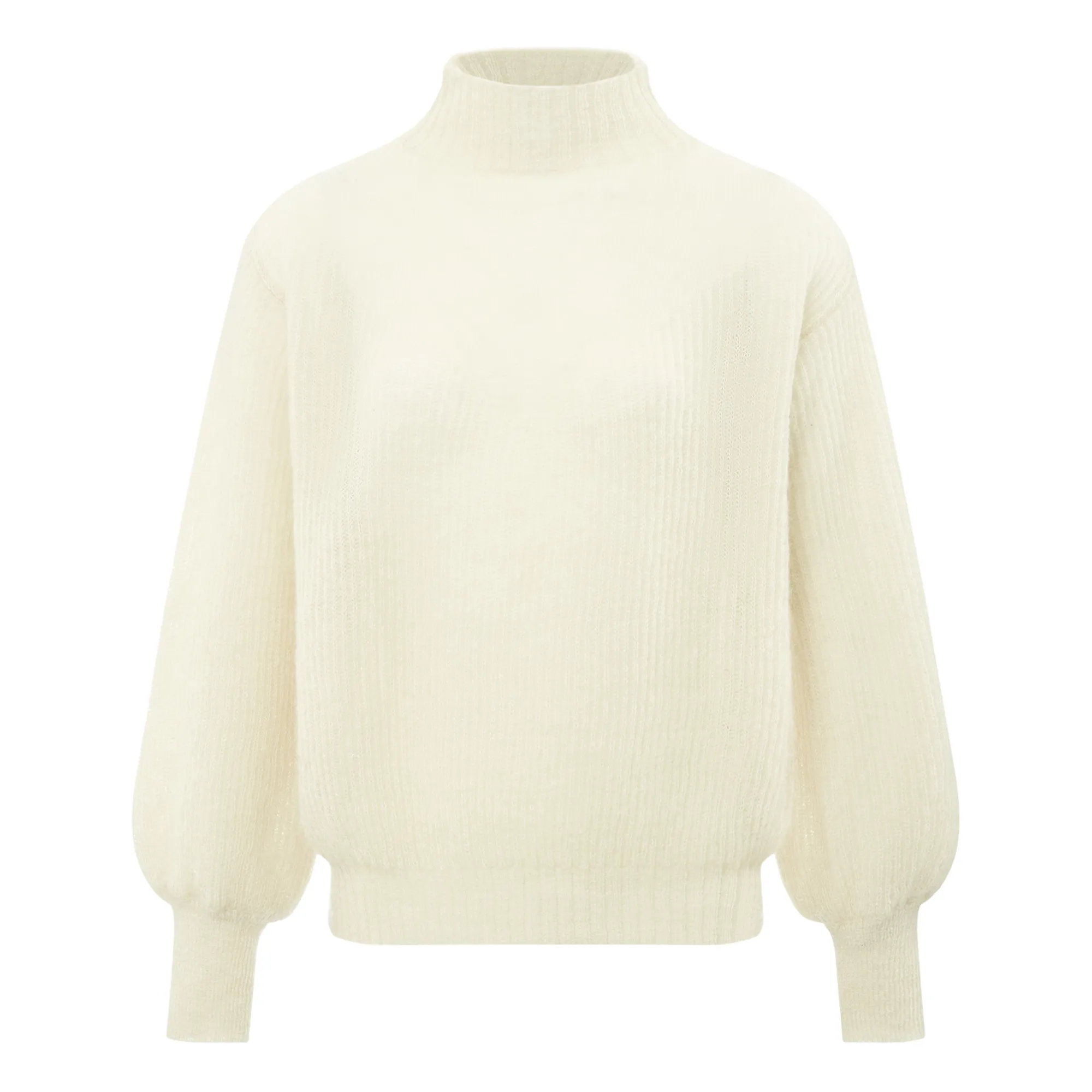 Alma Deia Ecru Mohair High-Neck Sweater